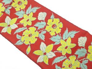 アンティーク　草花模様織り出し全通袋帯（材料）